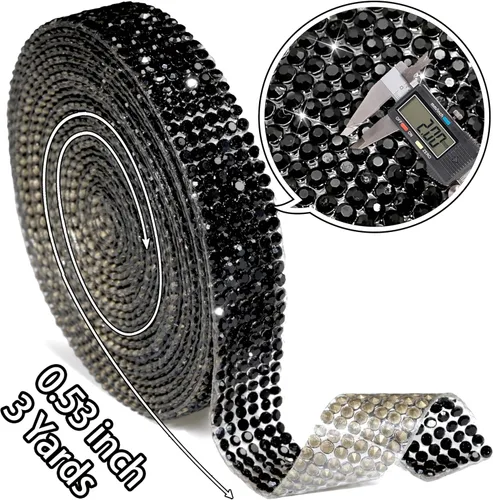 Vista 2 de Locacrystal Cinta de Cristal Brillante con Diamantes de Imitación Autoadhesiva para Planchar DIY con Purpurina Pegatinas de Diamantes