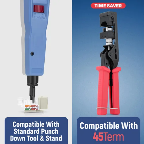 Vista 228 de Everest - Paquete de 50 conectores Keystone RJ45 Cat6 en ángulo de 45°, color blanco, conectores RJ45 hembra de perfil delgado, conector Keystone