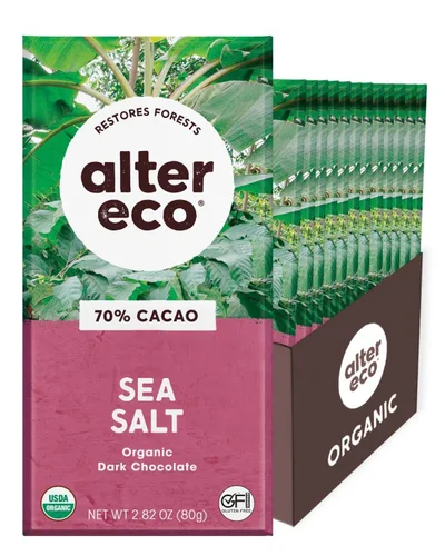 Vista 7 de Alter Eco Barras de chocolate negro Cacao oscuro puro, comercio justo, orgánico, sin OMG, sin gluten (paquete de 4 quinoa crujiente)