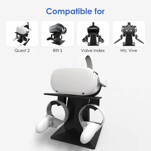 Vista 2 de ZyberGears VR Soporte para Quest 2, soporte para auriculares de realidad virtual compatible con QuestValve IndexHTC Vive Headset and Controllers