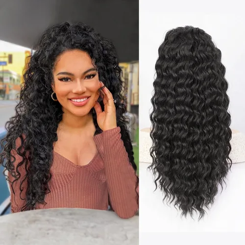 Vista 24 de QGZ Extensión de cola de caballo rizada, cola de caballo con cordón para mujeres negras, pelo corto sintético de 10 pulgadas, dos estilos en uno