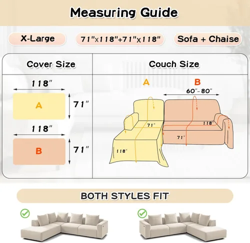 Vista 6 de MYSKY HOME Funda para sofá seccional, 2 piezas de fundas de sofá de felpilla para sofá en L, protector de muebles para mascotas, niños, funda