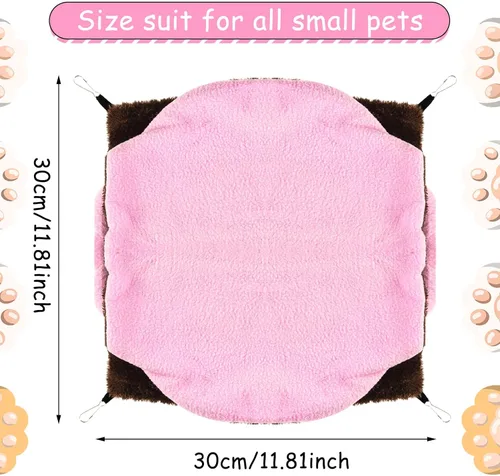 Vista 3 de XINRUI Hamaca de rata de hurón de 3 niveles, accesorios para jaula de conejillo de indias, 11.8 x 11.8 pulgadas, hamaca colgante para mascotas