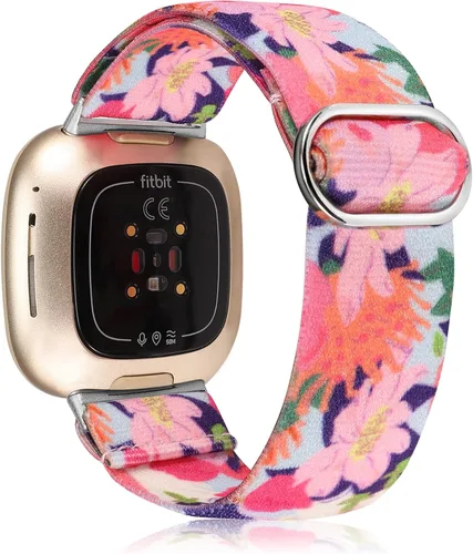 Vista 13 de TOYOUTHS 3 paquetes de correas compatibles con Fitbit Sense/Sense 2/Versa 3/Versa 4; correas de nailon elásticas ajustables para mujeres y hombres