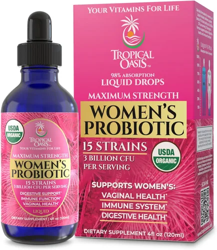 Probiótico Líquido Orgánico USDA para Mujeres | Equilibrio de pH, UT y Salud Femenina | Apoyo Digestivo, Salud Inmunológica e Intestinal | 15 Cepas