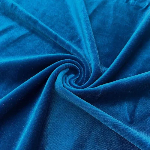 Vista 19 de Valentina Textile Inc La tela de terciopelo elástico mide 58/60 pulgadas de ancho (1 yarda, azul bebé)