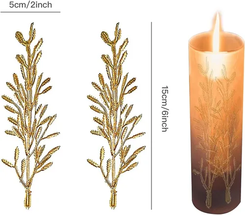 Vista 2 de 100 piezas de flores artificiales para velas flotantes, centro de mesa, relleno de flores doradas, relleno de mini jarrón, velas flotantes, flores