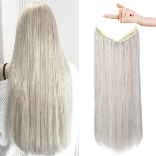 Vista 36 de REECHO - Extensiones de cabello con alambre transparente invisible, tamaño ajustable, broches de seguridad extraíbles en la extensión secreta recta