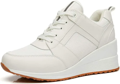 Cestfini Zapatos deportivos de cuña de tacón alto para mujer, zapatos de plataforma elegantes y modernos con plataforma oculta, zapatos de tenis