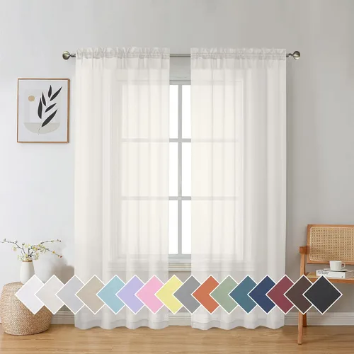 Vista 27 de Aiyufeng 2 paneles de cenefa transparente negra de 14 pulgadas de largo, cortinas cortas para dormitorio, cortinas de cocina para ventana pequeña