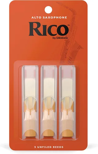 Vista 12 de D’Addario Woodwinds, juncos para saxofón Rico, saxofón alto, RJA0315, resistencia 1.5, paquete de 3