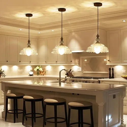 Vista 2 de 9.8" Vintage Pendant Lights for Kitchen Island, Small Brass Gold Hanging Pendant Lighting Fixture for Dining Room Hallway Bedroom