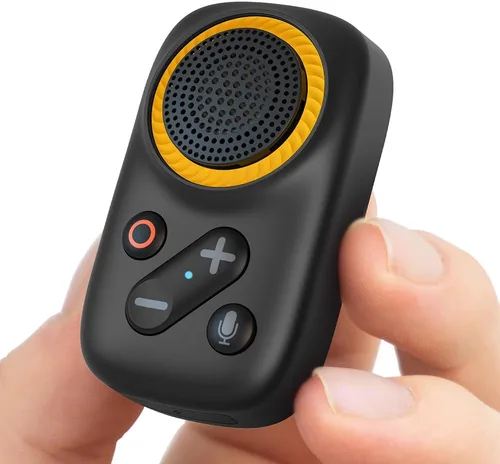 Altavoz Bluetooth portátil con micrófonos integrados para llamadas manos libres/asistente de voz con clip en altavoces inalámbricos pequeños