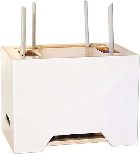 Cable Organizer Box Double-Layer Wooden Router Storage Box Home Office Handmade Cable Tidy Box with Removable Partitions Desktop Tidy Power Strip