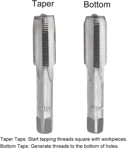 Vista 3 de uxcell Métrico M12 Rosca 1 paso 4 flautas rectas H2 herramienta de aleación de acero inferior y tornillo cónico juego de roscas para reparar 1 par