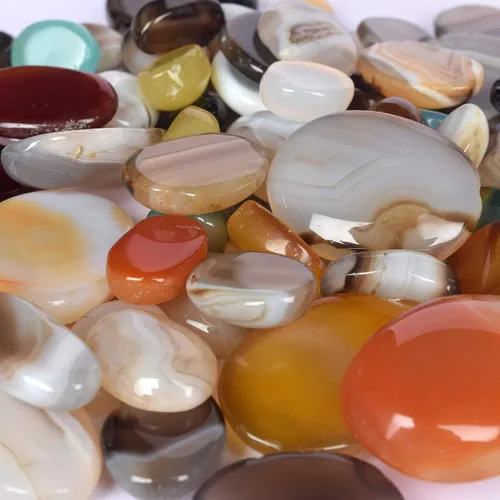 Vista 4 de Real Gems Piedra de cabujón ovalada de ónix multicolor natural, piedra natal de diciembre, piedra preciosa suelta de ónix para hacer joyas