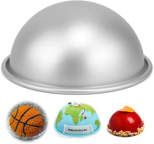 Vista 9 de Bandeja para pastel de 5 pulgadas con cúpula, 2 piezas, Molde de pastel de fútbol, Molde de pastel de hemisferio, Molde de pastel de fútbol 3D