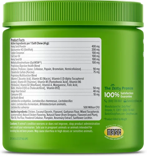 Vista 39 de Zesty Paws Multivitamínico para perros, vitaminas masticables para perros y suplementos para cadera y articulaciones, piel y pelaje, aceite