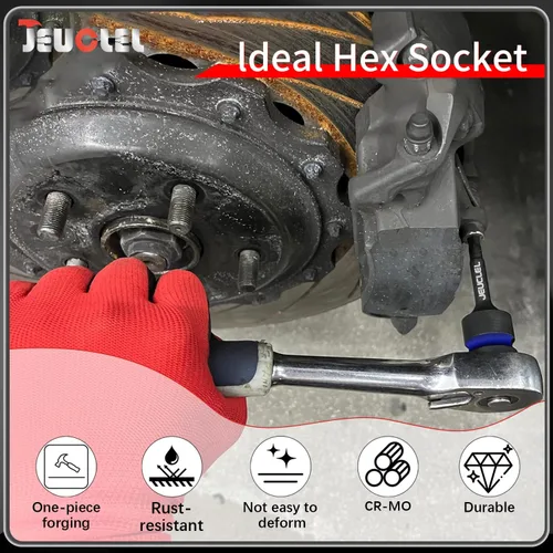 Vista 3 de Vaso de Punta de Impacto Hexagonal de 4mm, H4 Vaso Allen de Impacto de 1/2 Pulgada, Adaptador de Destornillador Hexagonal Alargado de Acero Cr-Mo