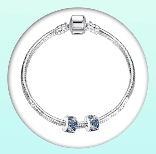 Vista 3 de Annmors Tapones de clip para pulseras de plata de ley 925 con cadena de seguridad para mujeres