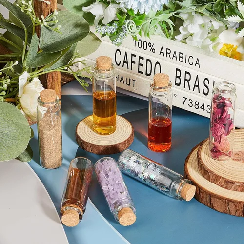 Vista 5 de Patelai 24 frascos pequeños de vidrio con tapas de corcho, mini botellas de poción a granel, pequeños frascos de hechizos para manualidades
