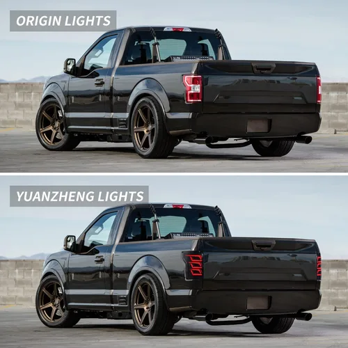 Vista 6 de VLAND Luces Traseras LED Ahumadas Compatibles con [Ford F150 Pickup 2015-2020] con Señales de Giro Rojas, Solo Compatible con las Luces Halógenas