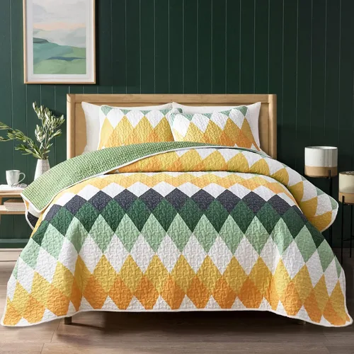 Vista 13 de UOZZI BEDDING Juego de Colcha de 2 Piezas Tamaño Individual de Microfibra Suave Reversible a Rayas Juego de Colcha (1 Colcha + 1 Shams Burdeos)