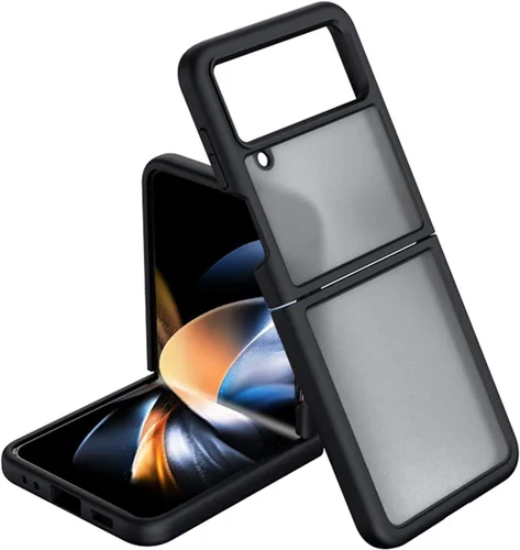 Miimall Compatible con Samsung Galaxy Z Flip 4, panel de PC translúcido mate antihuellas con borde de TPU suave, funda protectora completa ultrafina