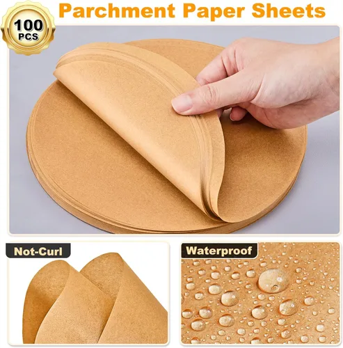 Vista 2 de SMARTAKE 100 hojas redondas de papel pergamino sin blanquear para hornear, 4 pulgadas, antiadherentes precortadas, perfectas para hornear, asar a