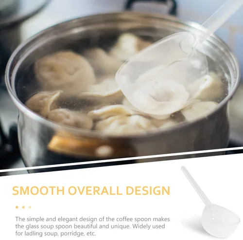 Vista 5 de Cucharón para servir de vidrio Cuchara de sopa Cuchara de postre Novedad Cuchara de postre Mango rosa Claro s Cucharón Cucharón Helado Agitar Sopa