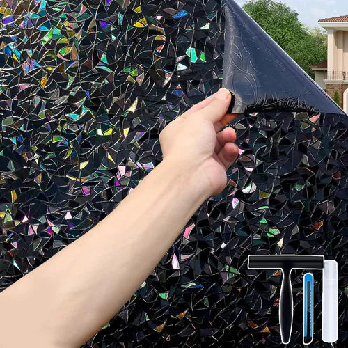 Volcanics Película de Privacidad para Ventana con Bloqueo Total de Luz con Herramientas de Instalación, Cubierta Arcoíris para Ventana de