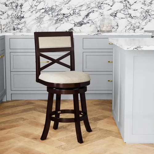 Vista 9 de Counter Height Swivel Stool with X-Back Design, Dining Chairs for Kitchen Room Table and Seating Chair Sets, Bar Stools for Counter Height,E