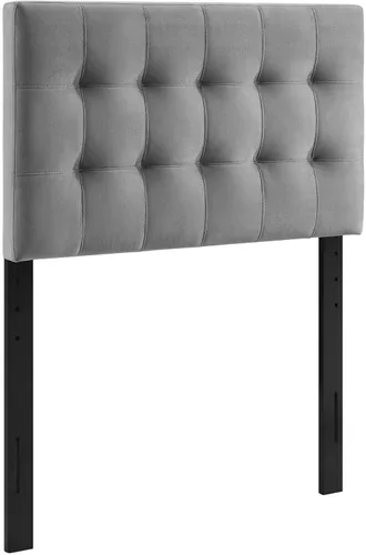 Vista 3 de Modway Lily Biscuit - Cabecero de terciopelo con estilo capitoné para cama individual, color gris
