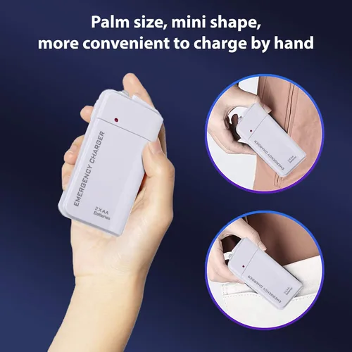 Vista 6 de Portable AA Battery Travel Charger Works for Samsung SM-G986ULBAXAA and Emergency Re-Charger with LED Light! (Takes 2 AA Batteries,USB-C) [White]