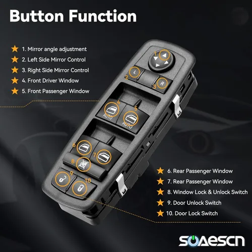 Vista 3 de Interruptor principal de ventana eléctrica lateral para Jp Grand Cherokee 2011-2013, Dodge Durango 2011, conjunto de control de interruptor