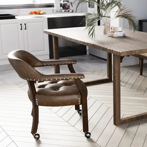 Vista 58 de Silla de comedor con ruedas, sillas de capitán con rodillos, juegos de dinette, sillas de póquer con ruedas, mesa de cocina, sillas rodantes, silla