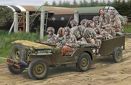 Bronco Models Tropas aerotransportadas británicas montando en camión y remolque de 1/4 toneladas (escala 1/35)