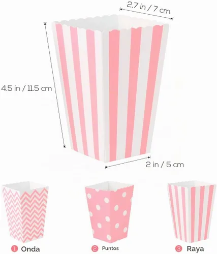 Vista 5 de NUOLUX 48pcs Palomitas Cajas Cartón Caramelo Contenedor Rugby Stripe Wave Dot Patrón Deco1