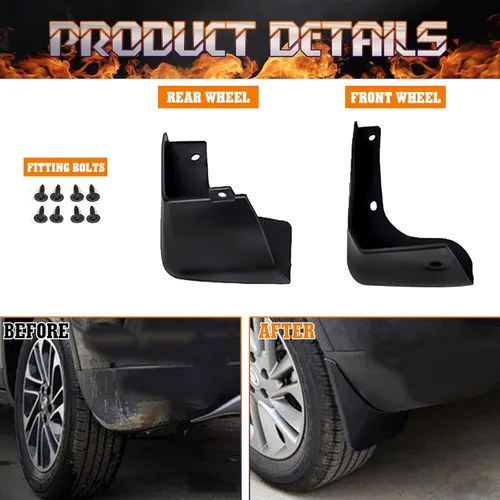 Vista 3 de x xotic tech 4 piezas de aletas para parachoques delantero y trasero, guardabarros, protectores de lodo y sal con accesorios de hardware, juego