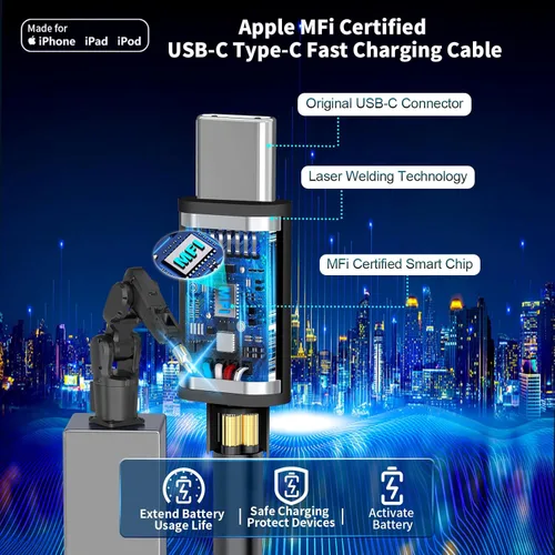 Vista 2 de [Certificado MFi de Apple] Cargador de automóvil para iPhone 17, encendedor de cigarrillos USB BARMASO 4.8A Cargador rápido USB-C Carplay