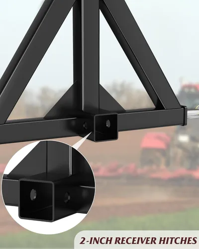 Vista 2 de Adaptador de barra de tracción de remolque receptor de 3 puntos de 2 pulgadas, compatible con tractor de categoría 1, compatible con enganche rápido