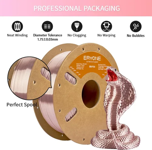 Vista 33 de ERYONE Filamento de ácido poliláctico (PLA) de seda para impresora 3D, de 1.75 mm +/- 0.03 mm, carrete de 1 kg (2.2 libras), verde esmeralda seda