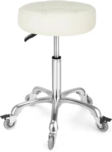Vista 10 de Taburete ajustable resistente – Taburetes con ruedas giratorias de bloqueo – Taburetes giratorios sin respaldo para belleza, peluquería, spa, hogar
