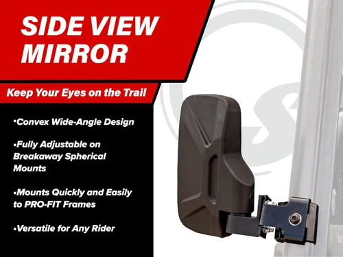 Vista 2 de SuperATV Espejos de visión lateral UTV para Can-Am Defender HD 5/8/10/MAX (ver accesorio), incluye espejos izquierdo y derecho (1 par) Espejo