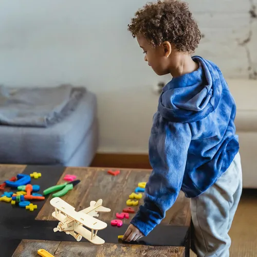 Vista 4 de TOYANDONA Paquete de 3 aviones de madera para manualidades, mini pintura de montaje, modelo de avión, juguetes de madera 3D, rompecabezas de madera