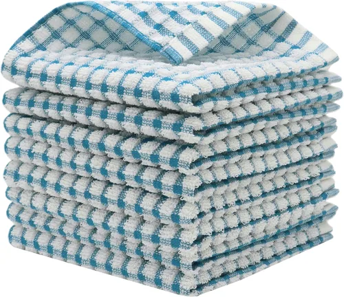 Vista 20 de Paños de cocina de rizo de algodón, suaves y absorbentes, paños de cocina (rejilla negra, paños de cocina de 13 x 13 pulgadas)