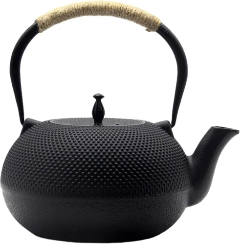 Big Cast Iron Teapot, Japanese Tetsubin Tea Kettle for Stovetop Safe, Cast Iron Tea Pot with Stainless Steel Infuser for Loose Tea and Enameled
