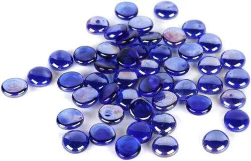 Houseables Cuentas de vidrio para jarrones, canicas para jarrones, canicas de vidrio, relleno, cuentas azules, planas, gemas azules, manualidades,