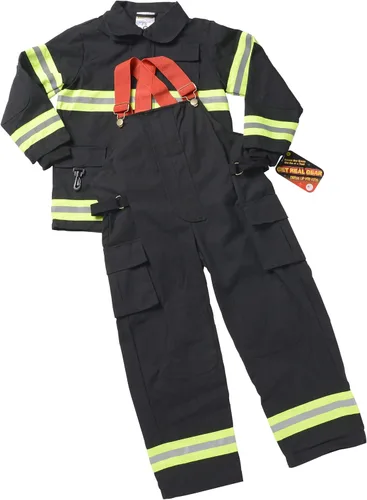 Vista 2 de Aeromax Jr Disfraz de bombero de búnker negro tamaño 46