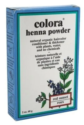 Colora Tinte en polvo de henna para el cabello, rojo atardecer, 2 onzas (paquete de 6)